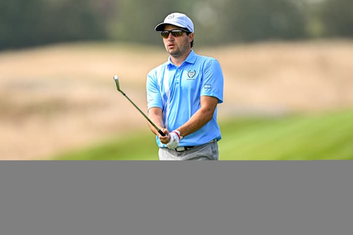 Mateo Fernandez de Oliveira of Argentina prepares to play his second shot on the 10th hole during Day Two of the 2022 World Amateur Team Golf Championships